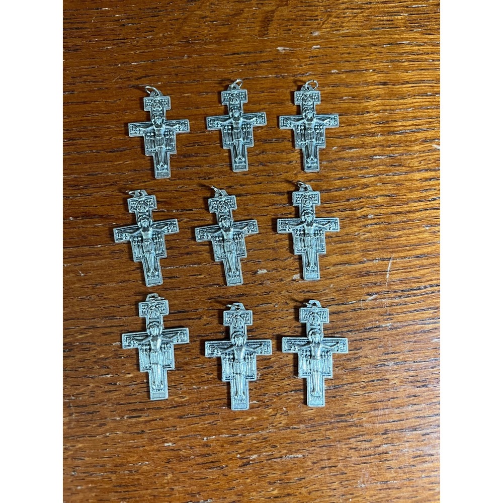 Assisi Tau Cross Crucifix Charms Lot of 9 Italy 1" Pendant Jewelry Making Crafts